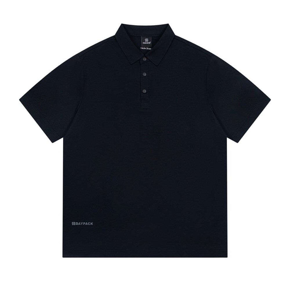 Black Lapel Letter Print Polo Shirt Kolon Sport